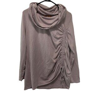 Belldini Women's Long Sleeve Top Cowl Neck Sweater Cinched Side Purple Size L